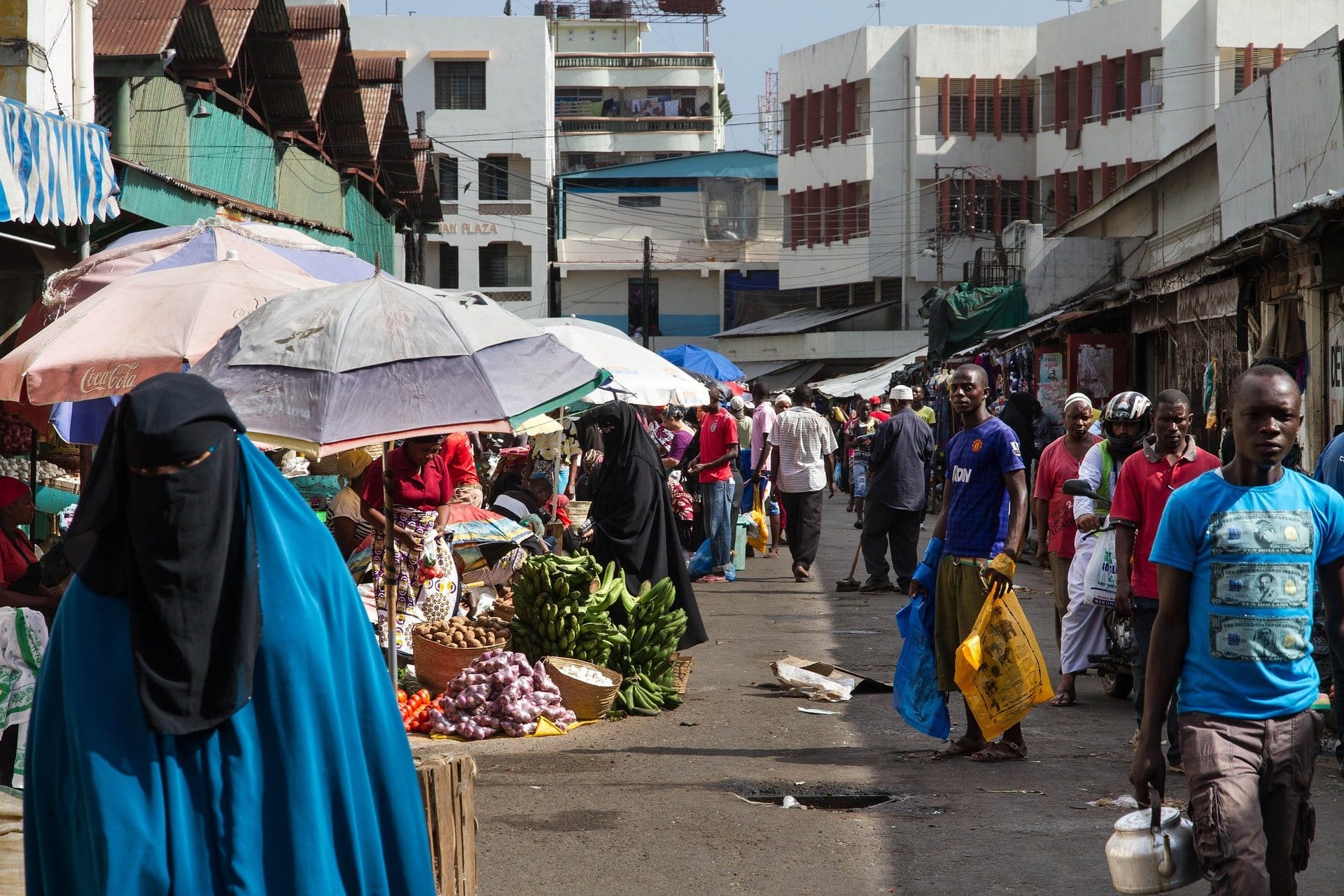 Old Town street in Mombasa with local guides