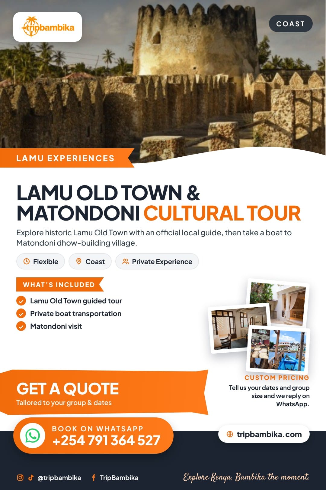 Lamu Old Town & Matondoni Cultural Tour poster